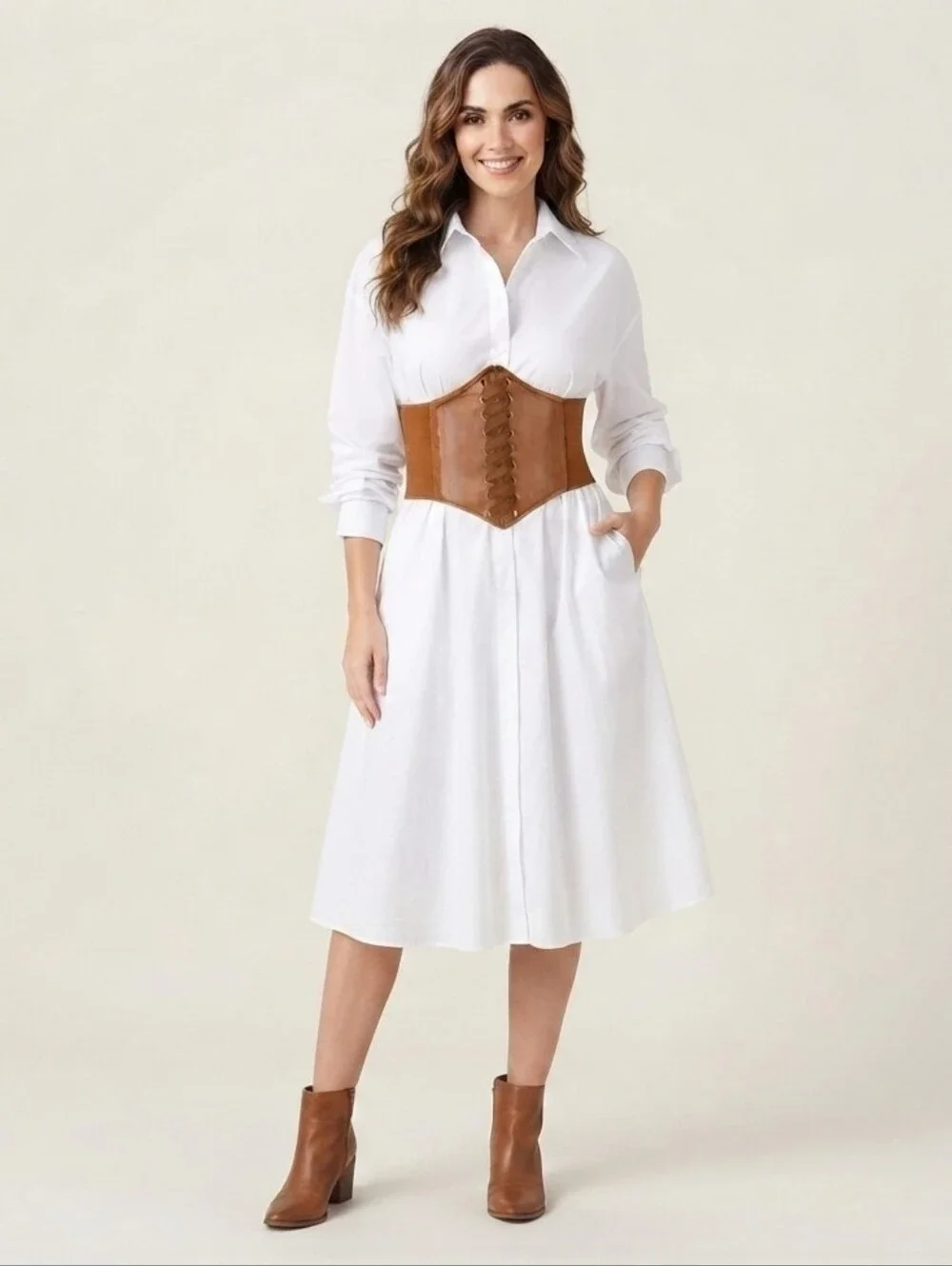 Corset Style Wide Girdle Fashion Elastic Faux Leather Skinny Elastic Waist‎ Belt